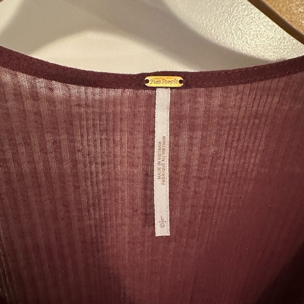 Free People Ribbed Sleeveless Top in Burgundy